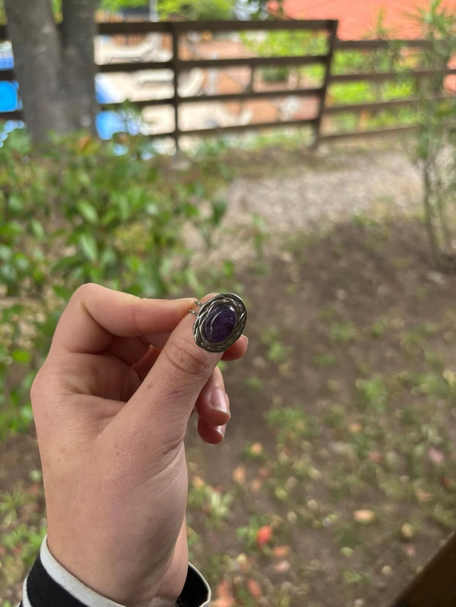 Adjustable stainless steel amethyst ring – photo 4
